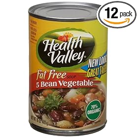 Health Valley Soup, 5 Bean And Vegetable Fat Free, 15 Ounce Cans (Pack of 12)