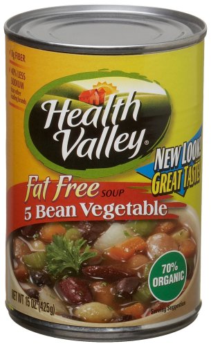 Health Valley Soup, 5 Bean And Vegetable Fat Free, 15 Ounce Cans (Pack of 12) by Health Valley
