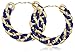 Goldtone Metal with Navy Blue Plastic 3.5 Inches Chain Link Hoop Earrings