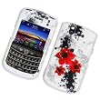 RIM BlackBerry Tour 9630 & Tour2 9650 Verizon/Sprint Snap-on Protector Hard Case Image Cover "Artistic Red Flowers" Design