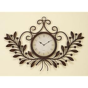 Italian Olive Branch Leaves Wall Clock Iron Metal Decoration