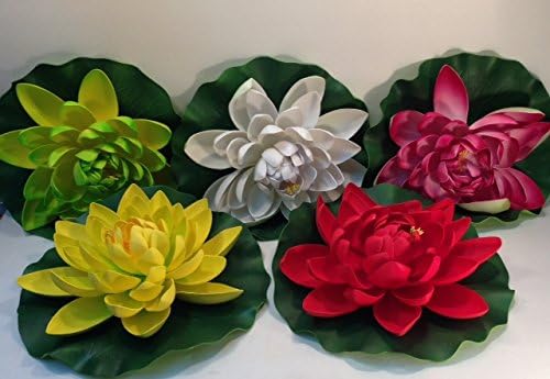 Set of Five Floating Lotus Lilys for Pool or Pond Decoration