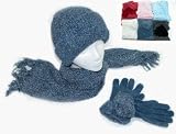 Ladies Chenille Hat Glove & Scarf Set
