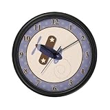 Brown and Blue Zooming Airplane Wall Art Clock