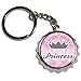 Princess Crown Pink Damask - Spoiled - Nickel Plated Metal Popcap Bottle Opener Keychain Key Ring