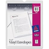 Avery Top-Load Clear Vinyl Envelopes with Thumb Notch, 9 x 12 inches Insert Size, 10 per Pack (74804)