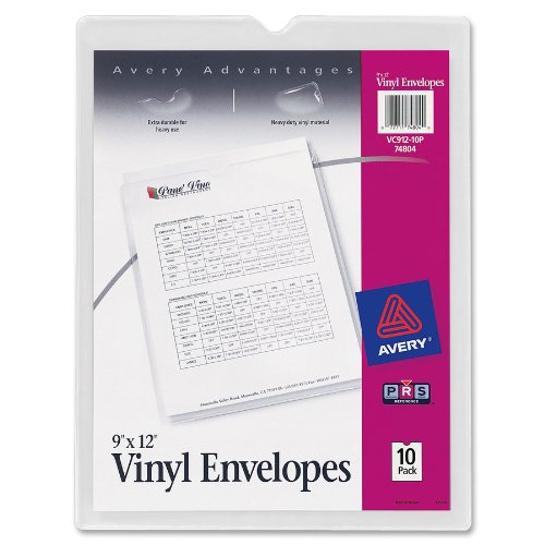 Avery TopLoad Clear Vinyl Envelopes with Thumb Notch, 9 x 12 inches