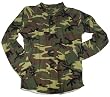 Vintage Woodland Camo Long Sleeve Washed Henley Shirt