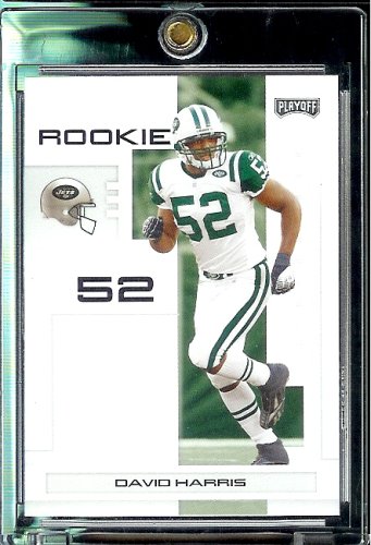 2007 Playoff NFL Playoffs Football # 165 David Harris - New York Jets (RC) Rookie Card - Premium Trading Card in Protective Display Case