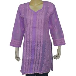 Comfortable Clothing Cotton Womens Top Kurti Chikan Embroidery Size M