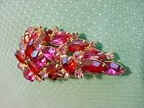 Pink and Red Rhinestone Pin