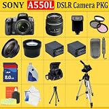 Sony Alpha A500l Digital SLR with 18-55mm Lens + Huge Accessories Package Including Wide Angle Macro Lens + 2x Telephoto + 3 Pc Filter Kit + 8gb Sdhc Memory Card + 2x Extended Life Batteries + Carrying Case + Tripod & Much More !!