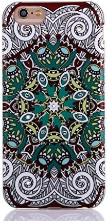AiBOUSA® Ethnic style Soft Cover Case for iPhone 6/ 6S, Arabesque, Geometric, Crystal Diamond, Mobile Protection (Green)