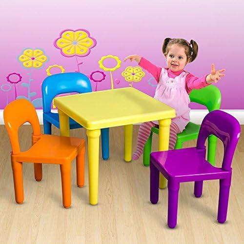 Kids Table and Chairs Play Set Toddler Child Toy Activity In-Outdoor Playrooms Classrooms Kid's Room Multi-Colors