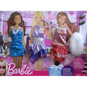 Barbie Shimmery Party Fashions and Accessories w Faux Fur Stole (2009) by