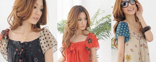 my closet　胸元リボンのレトロ花柄シフォンチュニックワンピース