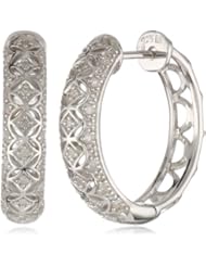Sterling Silver Diamond Hoop Earrings, (.16 cttw, G-H Color, I2-I3 Clarity)