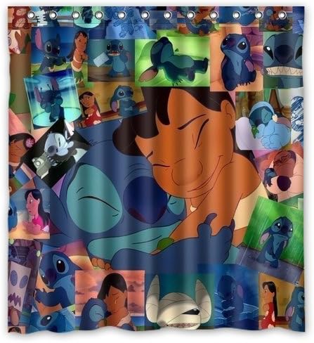 Comfort Home Style Lovely Lilo and Stitch Pattern Design Custom Waterproof Fabric Bathroom Shower Curtain 66"(w) x 72"(h)