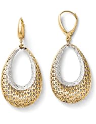 14k White and yellow gold Leslies Two tone Fancy Leverback Earrings