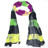 Black, Yellow & Green Women's Tie Dye Scarf - Try this multicoloured and lightweight tie dye chiffon scarf for women - Must have for this summer