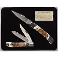 Gerber 31-000150 70th Anniversary Stag and Burl Lockback and Trapper Knife Set