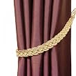 PAIR OF BEIGE CREAM SATIN BRAIDED CURTAIN TIE BACKS