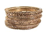 Gold Tone Crystal Bangle Bracelet Set of 11 (Eleven)