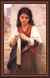 "Tricoteuse" by William Adolphe Bouguereau - Framed Artwork
