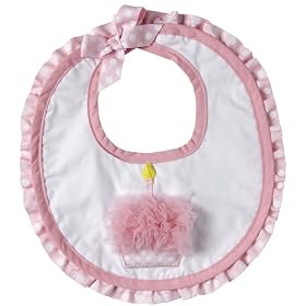 Mud Pie Baby Birthday Pink and White Decorated Cotton Bib, Cupcake
