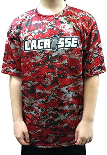 Lacrosse B-Core Tshirt Digital Camo Shooter 100% polyester (Youth M, Red)