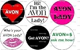 Set of 6 AVON Pinback Buttons (makeover skin care sales rep)