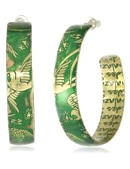 Mercedes Salazar Green Bird Print Hoop Earrings