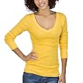 Mossimo Supply Co. Juniors V-Neck Raw Edge Printed Top - Golden Seal