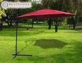 New 2010 Deluxe Burgundy 10' Offset Patio Umbrella Off Set Outdoor Market Umbrella
