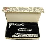 Iso Professional Hair Irons Set of 3 Zebra Print: Flat Iron, Mini Travel Flat Iron, & Curling Iron Ceramic & Tourmaline Frizz 450 Degree Control + Micabella Hair Jewels