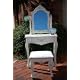 Louis style shabby chic white dressing table / desk with mirror and stool