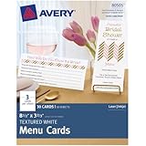 Avery Textured White Menu Cards, 8.5 x 3.66 Inches, Pack of 30 (80505)