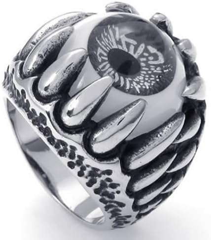 KONOV Jewelry Stainless Steel Dragon Claw Evil Eye Men's Ring