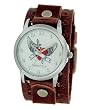 Nemesis # BB923S Unisex Brown Leather Band with Round Heart Watch Case