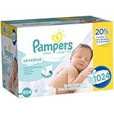 Pampers Baby Wipes, Sensitive, 1024 Count
