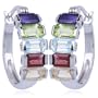 Sterling Silver Multi-Gemstone Hoop Earrings (0.8" Diameter)