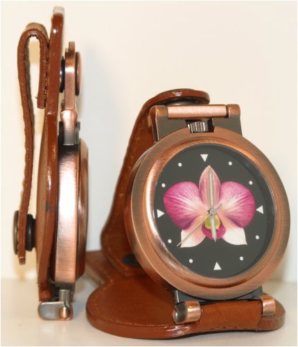Images By ChrisC Watches, White Dendrobium Phalaenthes Orchid - Brown Leather/Bronze Finish Convertible Belt - Loop Watch, Womens Watches, Womens Images By ChrisC Watches