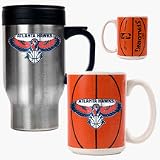 Atlanta Hawks Stainless Steel Travel Mug and Gameball Ceramic Mug Set