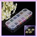 LY 12Colors Adorable Flower Nail Art Sticker Decoration with Free Wheel Box B0069