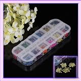 LY 12Colors Adorable Flower Nail Art Sticker Decoration with Free Wheel Box B0069