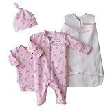 Halo 4-Piece Cotton Layette Set 100% Cotton - Pink-NB