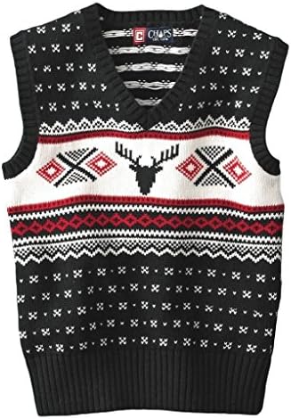 Chaps Boys Girls Sweater Vest Reindeer Fairisle Nordic Fashion Navy Dark Blue