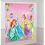 Amscan Disney Princess Sparkle Scene Setters Wall Decorating Kit, Pink, 59" x 65"
