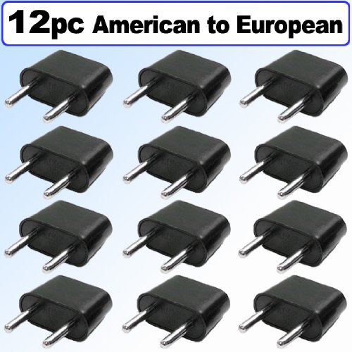 American to European Outlet Plug Adapter - 12 Pack