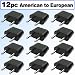 American to European Outlet Plug Adapter - 12 Pack